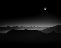 Moonlit Forest Fire Smoke from Trail Crest Mt. Whitney 1980s